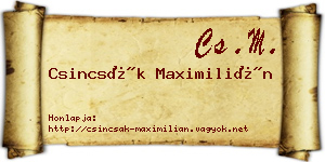 Csincsák Maximilián névjegykártya